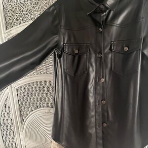 Zara Faux Leather shirt black